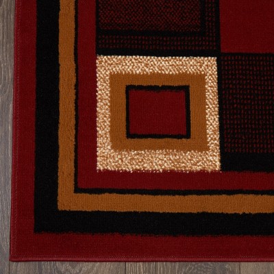 Ariana Red and Brown Geometric 3-Piece Area Rug Set