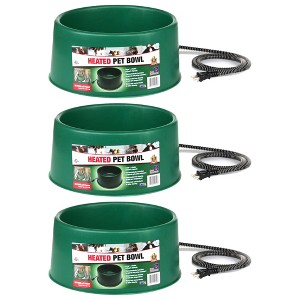 Farm Innovators P-60 1.5 Gallon Electric Heated Pet Water Bowl with Thermostatic Control and Anti Chew Cord Protector, 60 Watt, Green (3 Pack) - 1 of 4