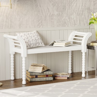 Elegant Retro Style Bench with Turned Legs, Bed End Bench for Bedroom or Living Room Decor - ModernLuxe