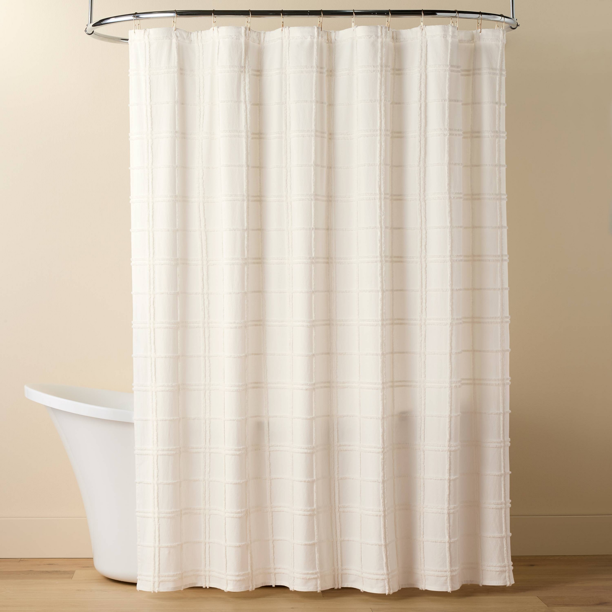 Tufted Grid Shower Curtain Cream - Hearth & Hand™ with Magnolia