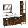 vidaXL 4-Piece Smoked Oak Bathroom Furniture Set - Modern Engineered Wood Vanity with Mirror/Sink/Cabinet Storage - 2 of 4