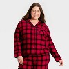 Women's Plaid Flannel Long Sleeve Shirt and Pants Holiday Matching Family Pajama Set - Wondershop™ Red/Black - 3 of 4