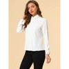 Allegra K Women's Office Solid Turn Down Collar Lace Trim Long Sleeve Button Down Shirt - 4 of 4