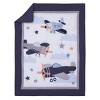 Little Love by NoJo Soar High Little One Navy, Light Blue, Orange, and White Airplanes, Clouds, and Stars 3 Piece Nursery Crib Bedding Set - 2 of 4