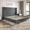 Bed Frame Upholstered Bed Wingback Headboard Velvet Tufted Diamond Button - 4 of 4