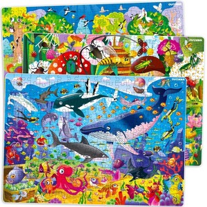 QUOKKA 300 Pieces Puzzles for Kids Ages 8-10 - 3X Set Floor Jigsaw Puzzles - Toy for Learning Ocean & Vimel & Bugs for 10-12 Year Old - 1 of 4
