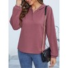 Women's Fall Casual Long Sleeve Button Blouses Ribbed Knit Fashion Collared Oversized Loose Fit Tunic Tops - 4 of 4