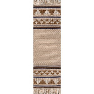 Momeni 2'3"x7'6" Esme Jana Striped Handwoven Runner Rug Ivory: Geometric Wool & Jute, Low Pile, Indoor Use - 1 of 4