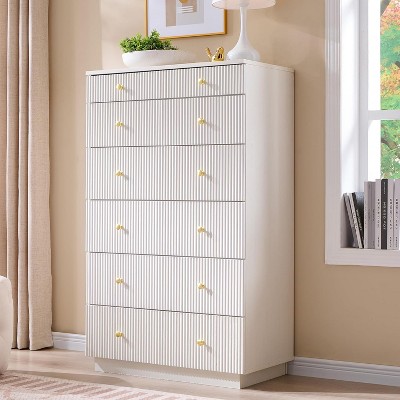 SinCiDo Fluted 7 Drawer Dresser for Bedroom, Modern 48" Tall Wood Chest of Drawers, Dresser Storage Organizer for Living Room, Hallway