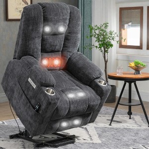 FONTOI Large Size Accent Chair with 2 Cup Holders&Side Pockets, Recliner Chair with Comfortable Back, Grey, 38.5"*41.75"*34.25" - 1 of 4