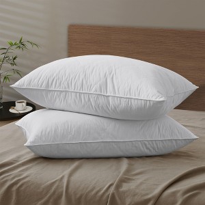 Peace Nest Set of 2 Soft Goose Feather Bed Pillows with Quilted Design - 1 of 4