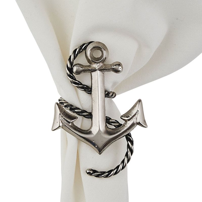 Split P Silver Anchor & Rope Napkin Ring Set of 4, 1 of 4
