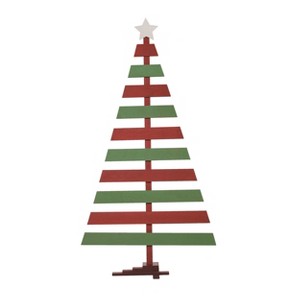 Transpac Wood 48 in. Multicolor Christmas Slats Outdoor Tree Decor - 1 of 2
