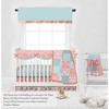 Bacati - Paisley Sophia Coral Aqua 6 pc Crib Bedding Set with Long Rail Guard Cover - 4 of 4