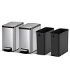 EKO 6L Ecocasa 2pk Vertical Step Trash Can Set: Stainless Steel, Kitchen Step-On with Lid, Indoor, Silver, 6 Liter Capacity - 2 of 4