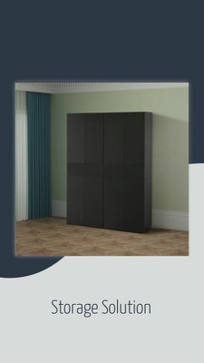Black Wood 66" Kitchen Pantry Cabinet with Adjustable Shelves and Drawer