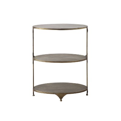 30.875" Storied Home Oval 3-Tier Shelf Gold: Iron Frame, 33 lbs Capacity, No-Tool Assembly
