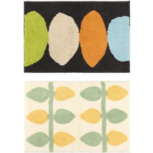 Unique Bargains Printing Non-Slip Soft Plush Quick Dry Microfiber Bathroom Mat 2 Pcs - 1 of 4