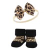 Hudson Baby Infant Girl Headband and Socks Giftset, Leopard, One Size - 3 of 4
