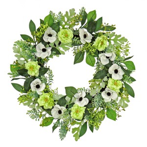 24" Artificial Rose and Anemone Woven Branch Base Wreath - National Tree Company - 1 of 3