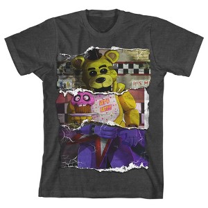 Five Nights at Freddy's Animatronic Collage Art Boy's Charcoal Heather T-shirt - 1 of 3
