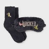 Women's Wicked Embroidered Faux Fur 3pk Cozy Gift Set with Reusable Pouch, Cozy Socks and Eye Mask - Black 4-10 - 2 of 4