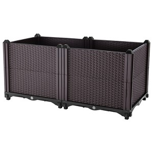 NAYSAYE Planters Raised Garden Bed Self Watering Tray Durable PP for Outdoor Garden Patio Balcony, Brown, 23.6"*11.8"*13.8" - 1 of 4