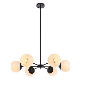 Elegant Lighting Briggs 30 inch pendant in black with white shade - 1 of 4