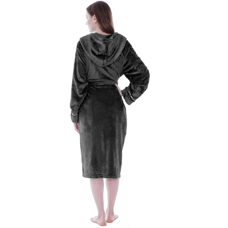 PAVILIA Fleece Robe For Women, Plush Warm Bathrobe, Fluffy Soft Spa Long Lightweight Fuzzy Cozy, Satin Trim, 2 of 7
