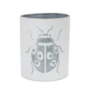 HomeRoots Set of Three 7" White Metal Round Pot Planter - 1 of 4