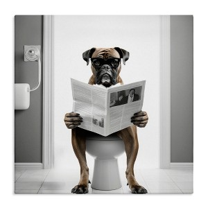 Stupell Industries Boxer Dog & Newspaper, 17" x 17" - 1 of 4