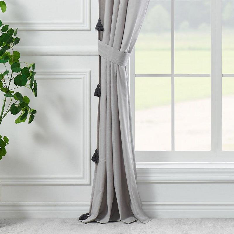 Greenland Home Fashion Monterrey 3" Rod Pocket Light Filtering Curtain Panel Pair Each Panel 42" x 84" Gray, 4 of 6