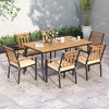 Costway 63-Inch Outdoor Dining Table for 6 People with Acacia Wood Tabletop & Metal Legs - 2 of 4