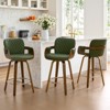 Bekrvio 26" Swivel Counter Stools with Back & Arms, Faux Leather Mid-Century Bar Stools for Kitchen Island, Walnut Frame, Set of 1/2/3/4 - 2 of 4