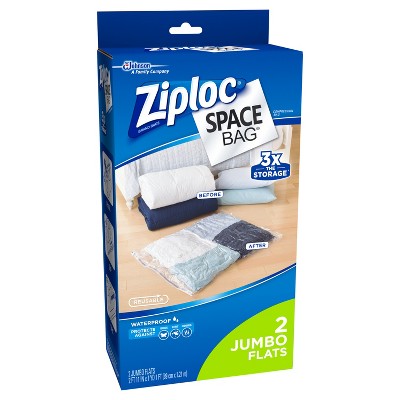 Ziploc Space Bag, Jumbo Flats, 2ct, Clear
