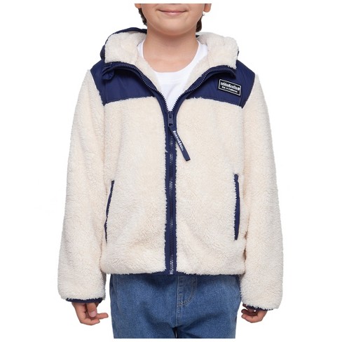 Rokka&rolla Boy's Faux Shearling Jacket Fleece Hooded Coat-beige