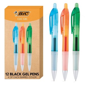 BIC Intensity Clic Black Gel Pens, Medium Point (0.7mm), 12-Count Pack, Retractable Gel Pens With Comfortable Grip (Packaging May Vary) - 1 of 4