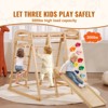 7-in-1 Indoor Wooden Jungle Gym for Kids, Climbing Set with Slide, Swing, Monkey Bars, Ladders, and Safety Net, 300 lbs Capacity - 3 of 4