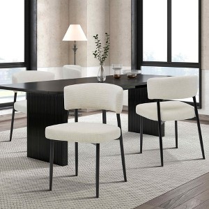 MAYEERTY Set of 4 Upholstered Modern Dining Chairs Curved Back Sturdy Metal Frame - 1 of 4