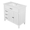 Bathroom Vanity With Ceramic Sink,Storage Cabinet,Bathroom Storage Cabinet With 3 Drawers,Solid Wood Legs And 2 Doors -Maison Boucle - 3 of 4