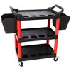 BABYYER Utility Cart on Wheels, 3 Tier Rolling Storage Cart, Plastic Service Cart with Bucket, Panel and Hook for Workshop, Repair Shop - 3 of 4