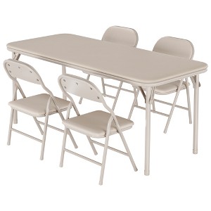 5Pcs Kids Folding Table and Chairs Set, Children's Activity Table, Kids Writing Study Reading Table Set for Dining Room, Daycare, Classrooms - 1 of 4