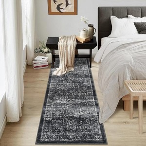 Washable Vintage Area Rug, Low-Pile Soft Faux Wool Carpet with Non-Slip TPR Backing, Stain-Resistant Large Rug for Living Room, Bedroom - 1 of 4
