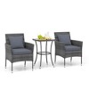 Costway 3 PCS Patio Furniture Set with Cushioned Patio Chairs & Tempered Glass Coffee Table Grey/Navy/White/Black - 2 of 4