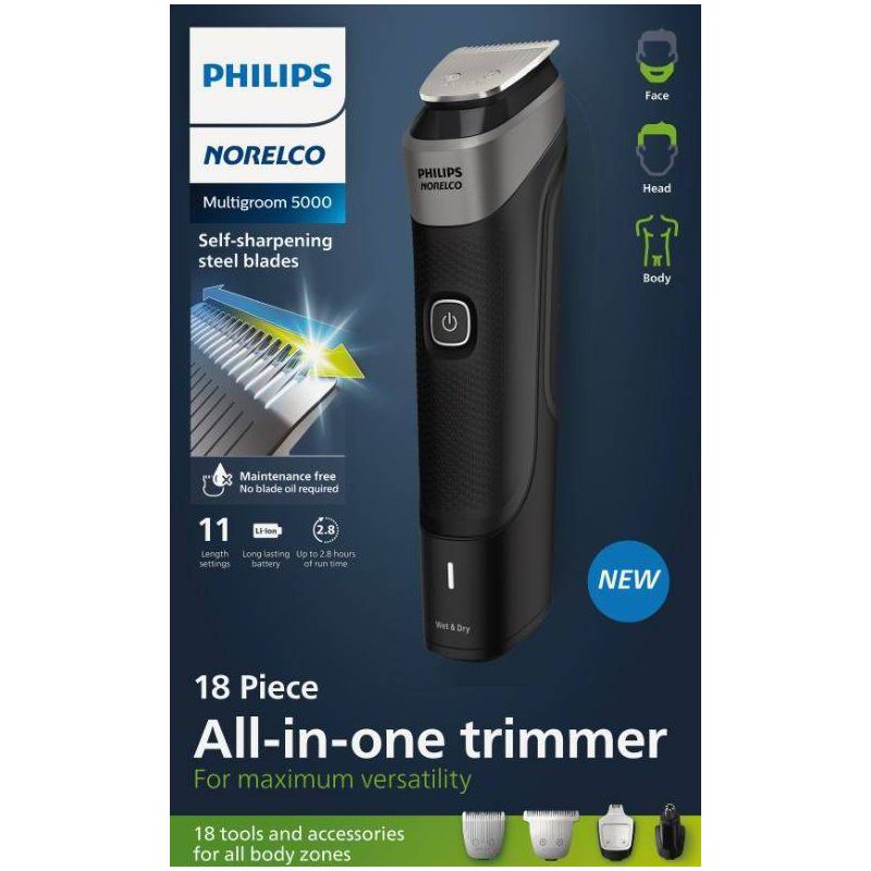 Philips Norelco Series 5000 Multigroom Men&#39;s Rechargeable Electric Trimmer - MG5910/49 - 18pc, 3 of 19