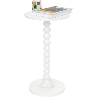 Round Side Table, Small Drink Table for Small Spaces, Modern Accent Nightstand with Solid Wood Leg
