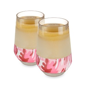 HOST Freeze XL Cooling Cup in Double Walled Insulated Freezable Drink Chilling Tumbler with Freezing Gel, 12 Ounces, Pink Camo Set of 2 - 1 of 4