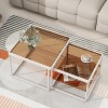 Angel Sar Modern Nesting Coffee Table Set of 2, Accent Square Coffee Table, Cocktail Table with Brown Tempered Glass, White - 2 of 4
