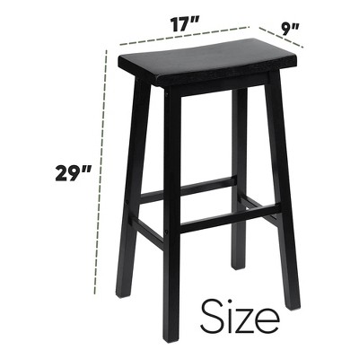Black Wood Adjustable Backless Saddle-Seat Counter Stools, Set of 2