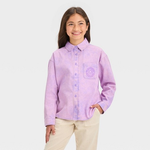 Girls' Hello Kitty Denim Shacket - Purple : Target